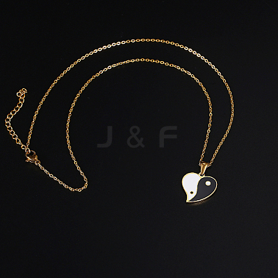304 Stainless Steel Enamel Yin Yang Pendant Necklaces for Women LS-VV9279-2-1