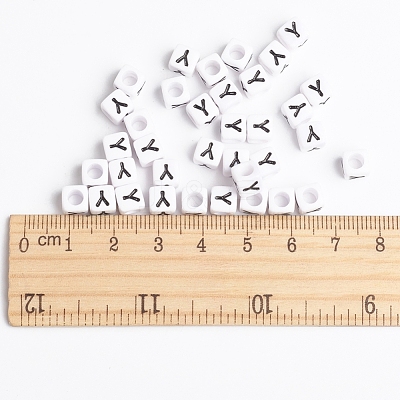 White Acrylic Horizontal Hole Letter Beads X-PL37C9308-Y-1