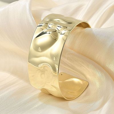 Hammered Brass Cuff Open Bangles BJEW-M060-02G-1