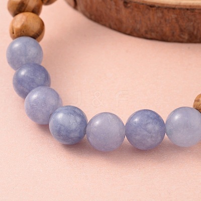 Round Wood Beaded Stretch Bracelets BJEW-JB02135-1