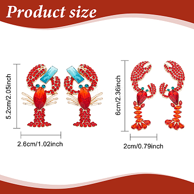 2 Pairs 2 Style Rhinestone Lobster Stud Earrings EJEW-AN0002-67-1
