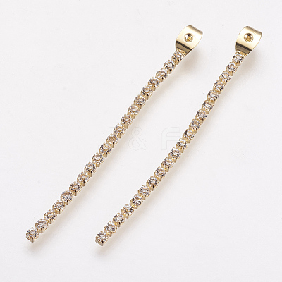 Brass Rhinestone Ear Nuts KK-F731-08G-1