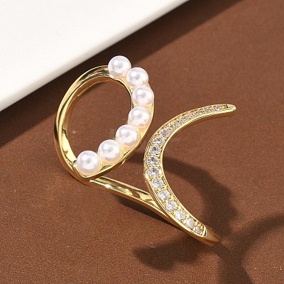 Brass Micro Pave Cubic Zirconia Cuff Open Rings RJEW-C158-03G-1