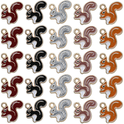 50Pcs 5 Colors Alloy Enamel Pendants ENAM-SC0004-07-1