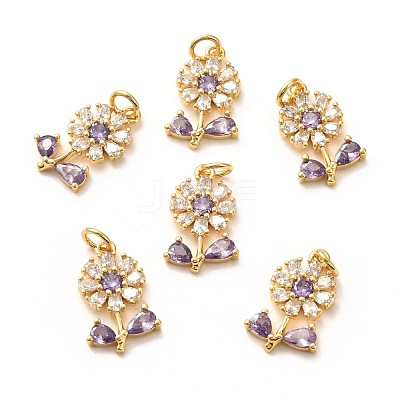 Brass Micro Pave Lilac Cubic Zirconia Pendants X-ZIRC-P086-21G-1