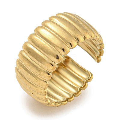 304 Stainless Steel Open Cuff Ring for Women RJEW-U014-05G-1