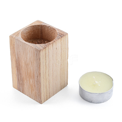 Natural Wood Candle Holder AJEW-T002-01-1