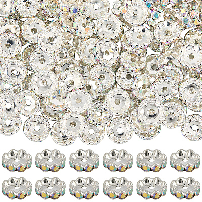 120Pcs Brass Rhinestone Spacer Beads RB-PA0001-03S-02-1