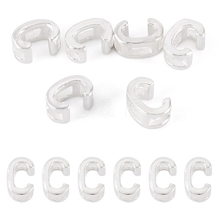 6Pcs 925 Sterling Silver Hollow Initial Beads STER-TA0001-53C-1