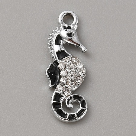 Alloy with Crystal Rhinestone & Black Enamel Pendants FIND-WH0126-176D-P-1