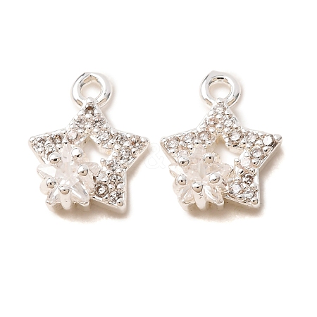 Brass Micro Pave Clear Cubic Zirconia Charms CU-CBAEC99-23S-1