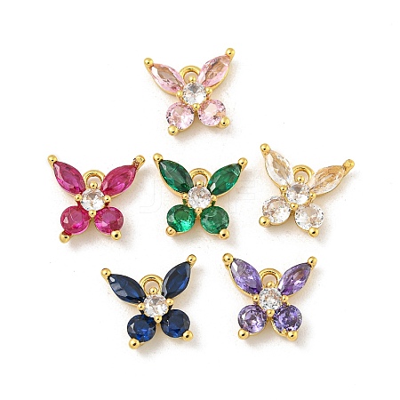 Rack Plating Brass Micro Pave Cubic Zirconia Charms KK-P277-22G-1