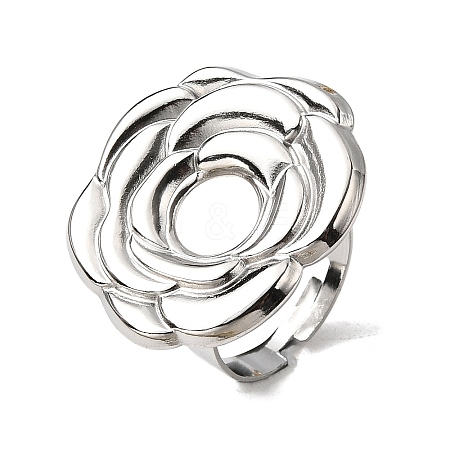 Adjustable 304 Stainless Steel Open Cuff Ring Components STAS-P403-01F-P-1