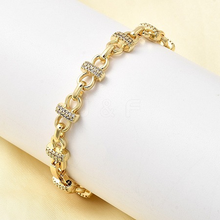 Brass Micro Pave Clear Cubic Zirconia Link Chain Bracelets BJEW-C130-06G-1