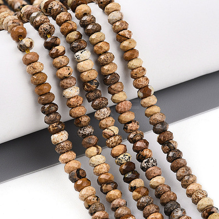 Natural Picture Jasper Beads Strands G-T141-34-1