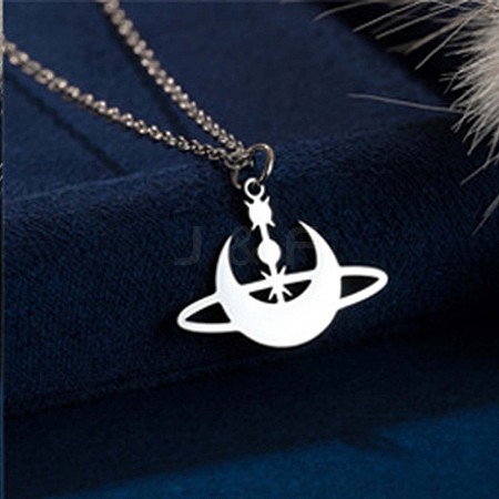 304 Stainless Steel Laser Cut Pendant Necklaces FS-WGA4904-22-1