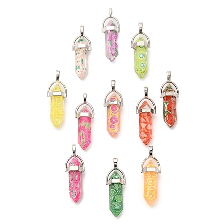 Fruit Theme Epoxy Resin Pendants RESI-L045-02P-1