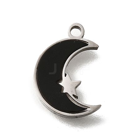 304 Stainless Steel Moon with Star Charms STAS-Q348-20P-1