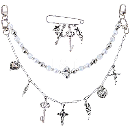 2Pcs 2 Styles Plastic & 304 Stainless Steel Chains Bag Extender Chains HJEW-BM0001-23-1