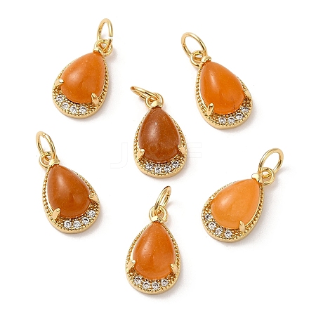 Natural Yellow Jade Teardrop Charms G-A034-01G-02-1