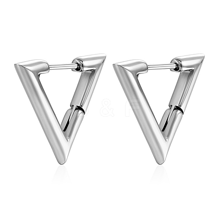 Titanium Steel Triangle Hoop Earrings PW-WGCD79E-02-1