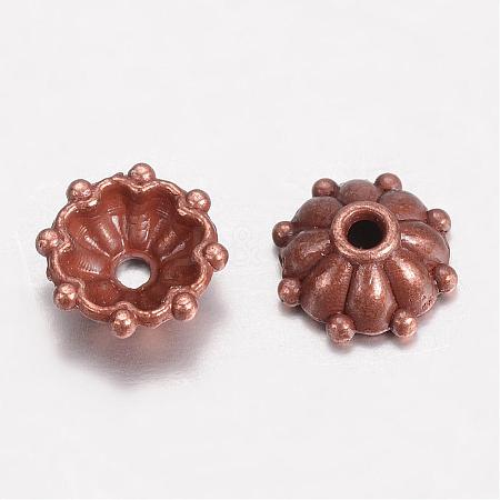 Tibetan Style Alloy Fancy Bead Caps PALLOY-D348-09R-1