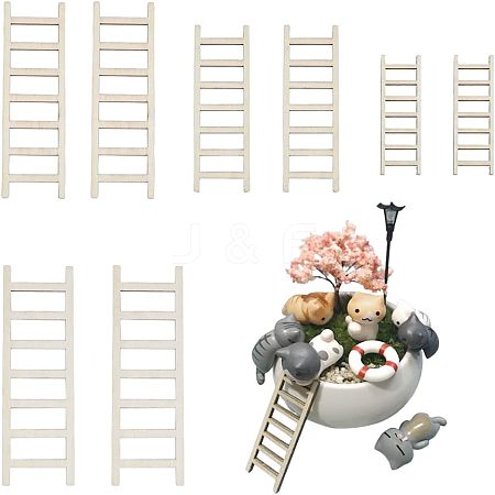 SUPERFINDINGS 60Pcs 4 Style Miniature Unfinished Wood Ladder FIND-FH0004-96-1