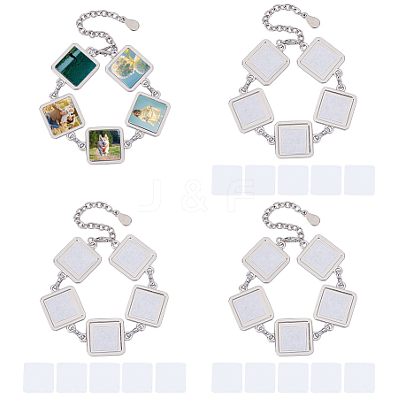 4Pcs Alloy Heat Transfer Blank Link Bracelet Making FIND-PH0024-43-1