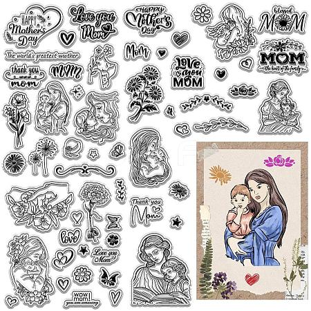 3Pcs 3 Styles Mother's Day Theme Custom PVC Plastic Clear Stamps DIY-WH0619-0016-1