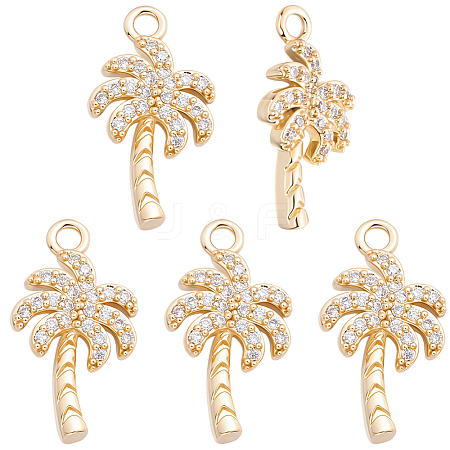 10Pcs Brass Micro Pave Cubic Zirconia Pendants KK-BBC0028-15-1