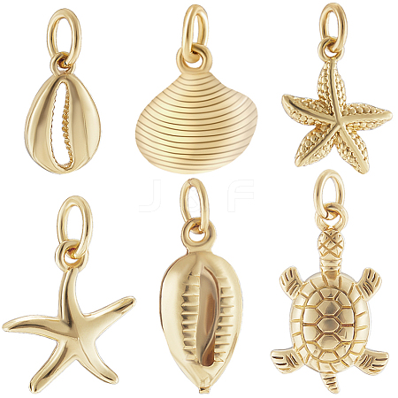 24Pcs 6 Styles Brass Pendants KK-BBC0014-37-1