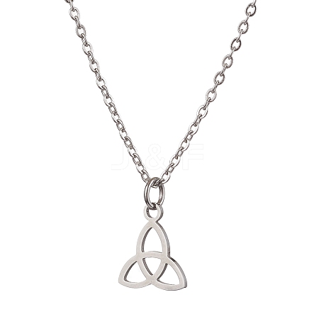 Non-Tarnish Trinity Knot/Triquetra 304 Stainless Steel Pendant Necklaces NJEW-JN04882-02-1