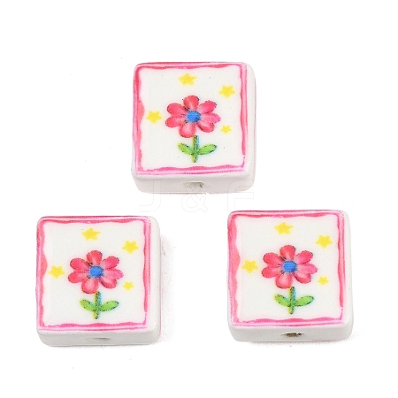 Printed Handmade Porcelain Beads LS-PORC-G016-04A-1