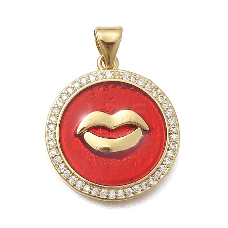 Brass Micro Pave Cubic Zirconia Pendants KK-D431-024B-G-1