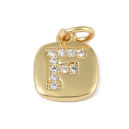 Rack Plating Brass Micro Pave CLear Cubic Zirconia Charms KK-E110-14G-F-1