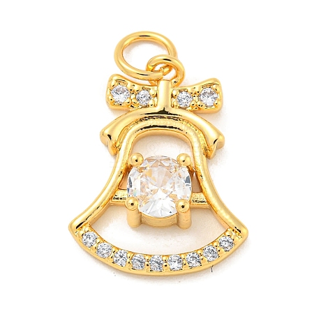 Rack Plating Brass Micro Pave Clear Cubic Zirconia Pendants KK-B093-24G-1