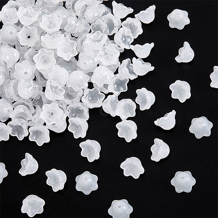 150Pcs Transparent Spray Painted Glass Bead Caps GLAA-SC0002-76-1