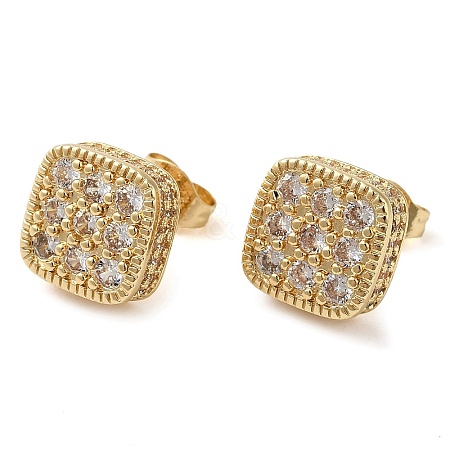 Brass Micro Pave Cubic Zirconia Stud Earring EJEW-H103-07G-1