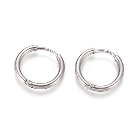 202 Stainless Steel Huggie Hoop Earrings X-EJEW-F111A-17mm-P-1