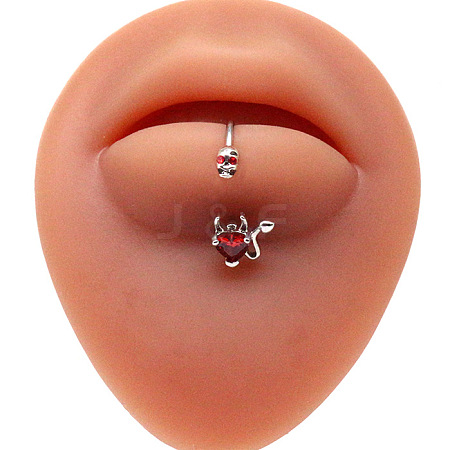 Stainless Steel Rhinestone Lip Rings Piercing Jewelry for Women WG14C26-05-1