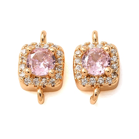 Brass Pave Pink Cubic Zirconia Connector Charms CU-CBAEC99-14G-1