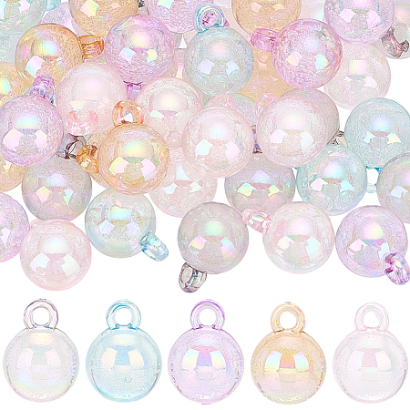 50Pcs 5 Colors Transparent Acrylic Pendants MACR-SP0002-39-1