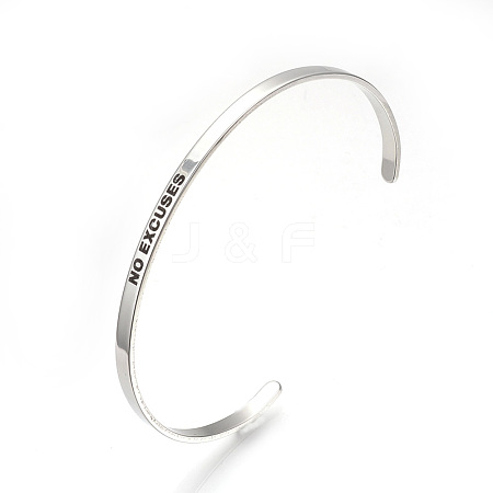 Tarnish Resistant 201 Stainless Steel Cuff Bangles BJEW-Q685-01-1