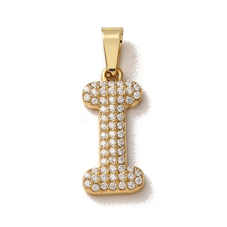 304 Stainless Steel Micro Pave Clear Cubic Zirconia Pendants CU-CBA703A-05G-I-1