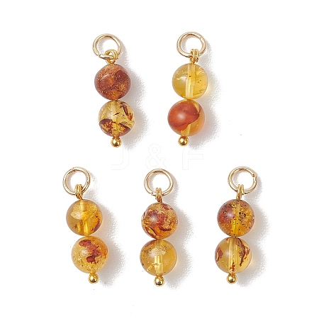 Natural Amber Round Pendants PALLOY-JF04990-1