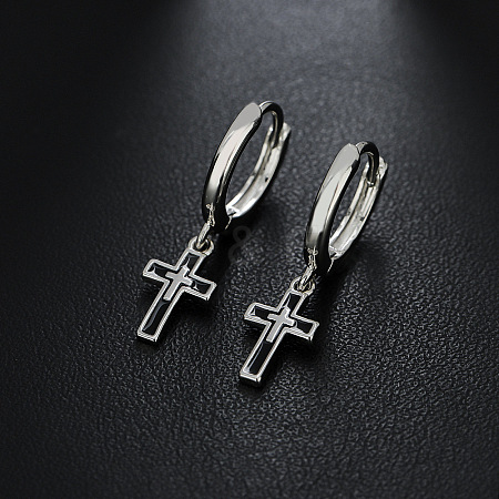 304 Stainless Steel Enamel Hoop Dangle Earrings for Men WGB7547-01-1