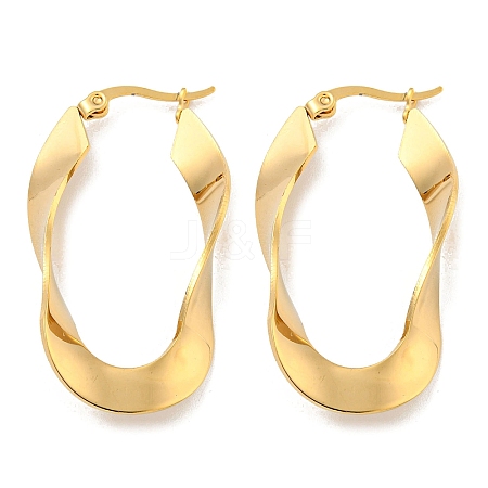 202 Stainless Steel Irregular Oval Hoop Earring EJEW-H003-10G-1