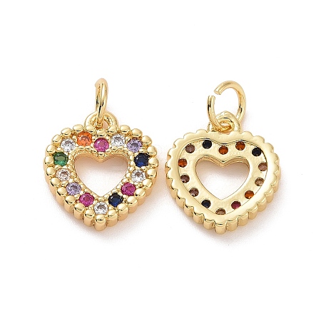 Brass Micro Pave Colorful Cubic Zirconia Charms ZIRC-F134-10G-1