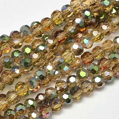 Half Rainbow Plated Electroplate Glass Beads Strands X-EGLA-J130-HR15-1
