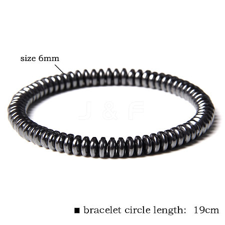 6MM Synthetic Non-magnetic Hematite Geometric Beaded Stretch Bracelets WGA5C5D-01-1